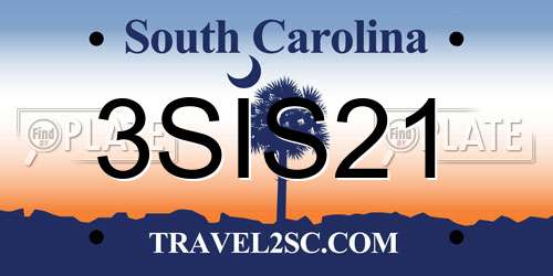 3SIS21 South Carolina License Plate