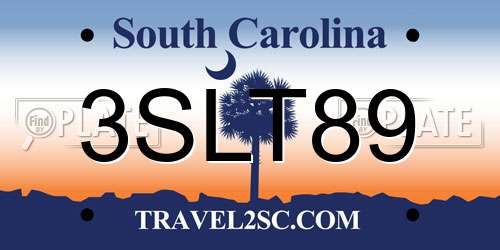 3SLT89 South Carolina License Plate