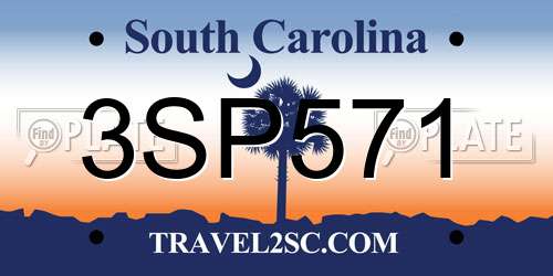 3SP571 South Carolina License Plate