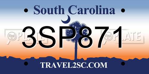 3SP871 South Carolina License Plate