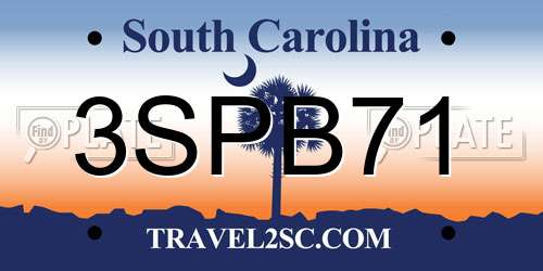 3SPB71 South Carolina License Plate
