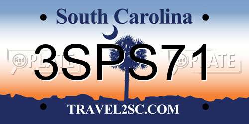 3SPS71 South Carolina License Plate