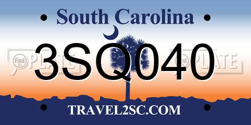 3SQ040 South Carolina License Plate