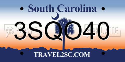 3SQO40 South Carolina License Plate