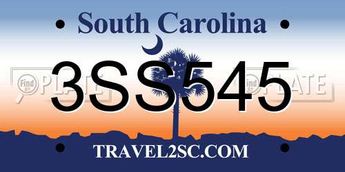 3SS545 South Carolina License Plate