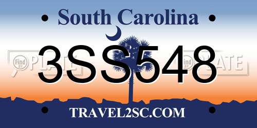 3SS548 South Carolina License Plate