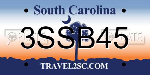3SSB45 South Carolina License Plate