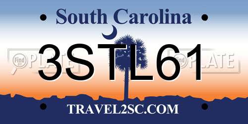 3STL61 South Carolina License Plate