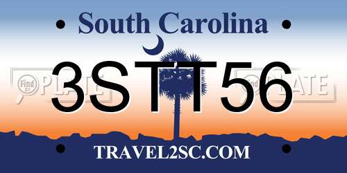 3STT56 South Carolina License Plate