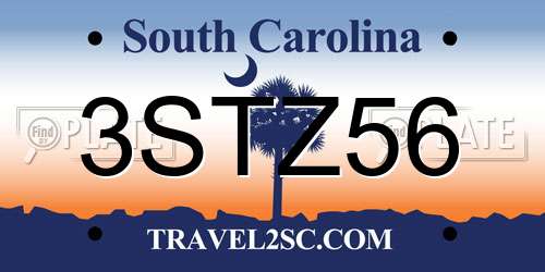 3STZ56 South Carolina License Plate