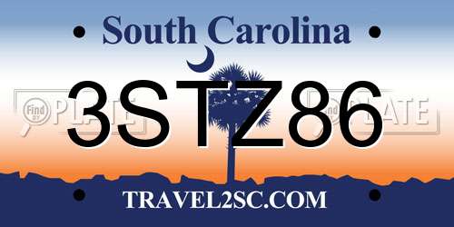 3STZ86 South Carolina License Plate