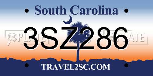 3SZ286 South Carolina License Plate