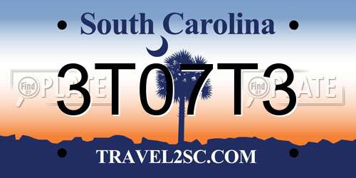 3T07T3 South Carolina License Plate
