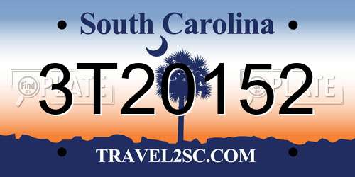 3T20152 South Carolina License Plate