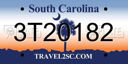 3T20182 South Carolina License Plate