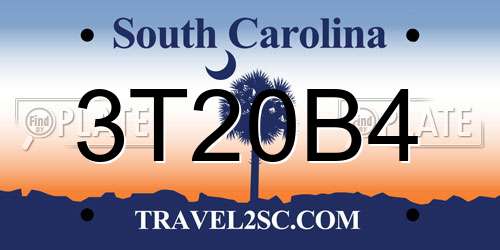 3T20B4 South Carolina License Plate