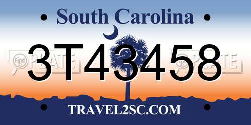 3T43458 South Carolina License Plate