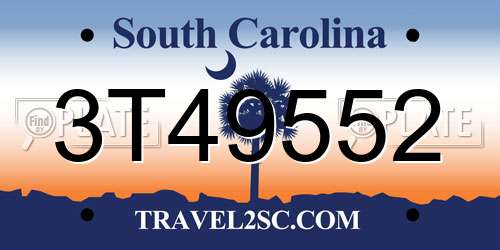 3T49552 South Carolina License Plate