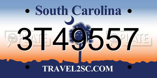 3T49557 South Carolina License Plate