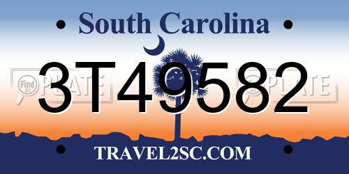 3T49582 South Carolina License Plate