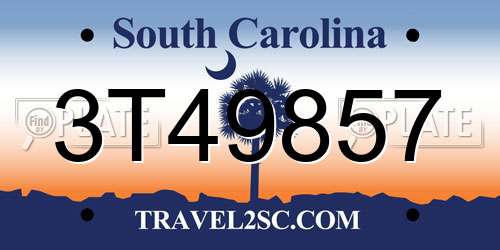3T49857 South Carolina License Plate