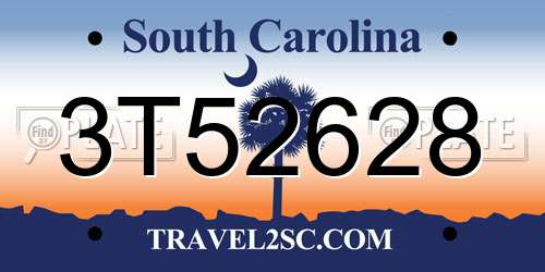 3T52628 South Carolina License Plate