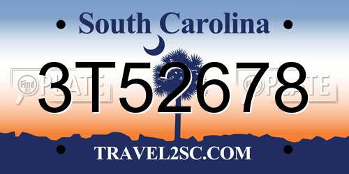 3T52678 South Carolina License Plate