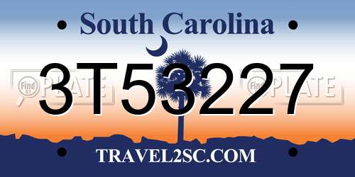 3T53227 South Carolina License Plate