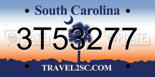 3T53277 South Carolina License Plate