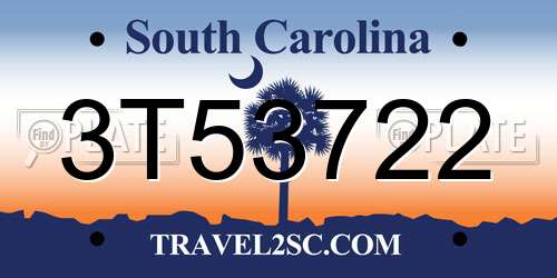 3T53722 South Carolina License Plate