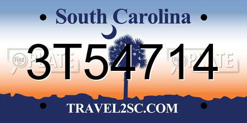 3T54714 South Carolina License Plate