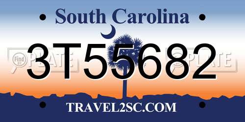 3T55682 South Carolina License Plate