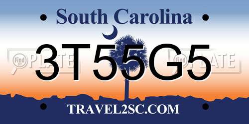 3T55G5 South Carolina License Plate
