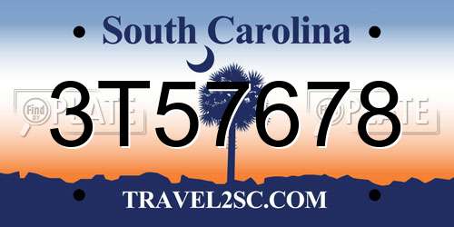 3T57678 South Carolina License Plate