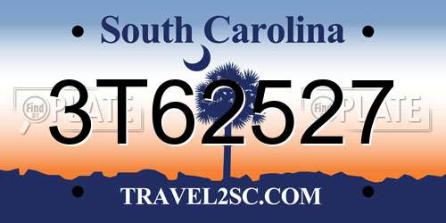3T62527 South Carolina License Plate