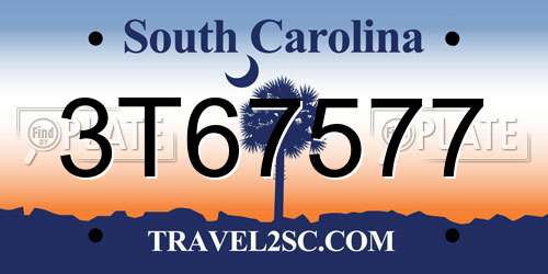 3T67577 South Carolina License Plate