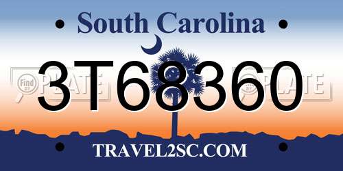 3T68360 South Carolina License Plate