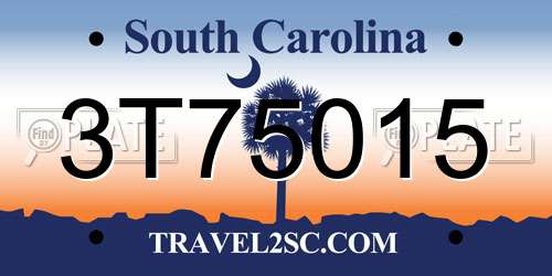 3T75015 South Carolina License Plate