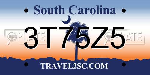 3T75Z5 South Carolina License Plate