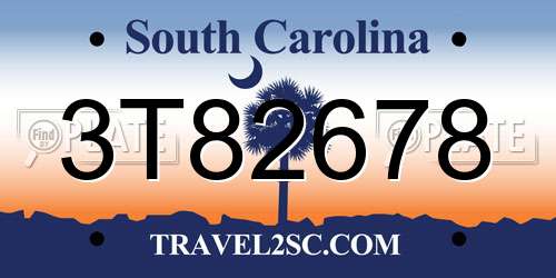 3T82678 South Carolina License Plate