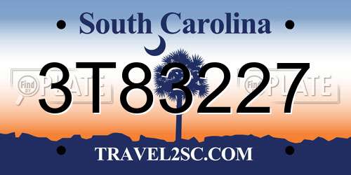 3T83227 South Carolina License Plate
