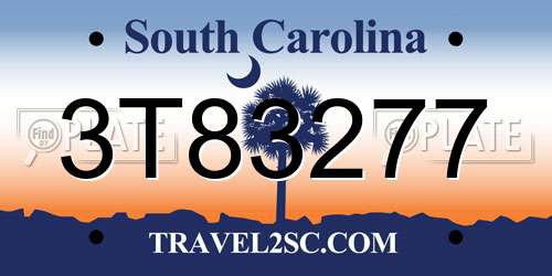 3T83277 South Carolina License Plate