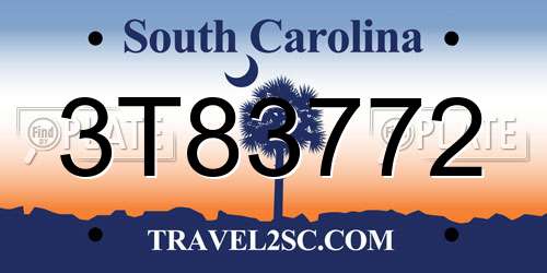 3T83772 South Carolina License Plate