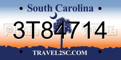 3T84714 South Carolina License Plate
