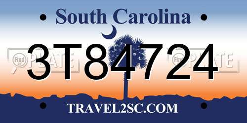 3T84724 South Carolina License Plate