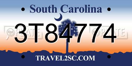 3T84774 South Carolina License Plate
