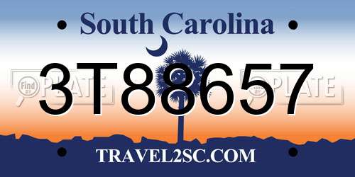 3T88657 South Carolina License Plate