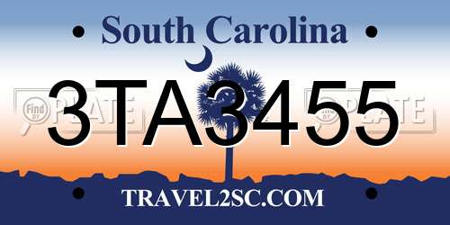 3TA3455 South Carolina License Plate