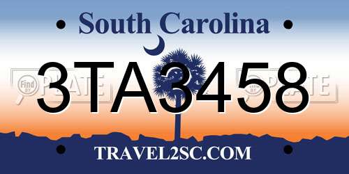 3TA3458 South Carolina License Plate
