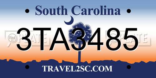 3TA3485 South Carolina License Plate